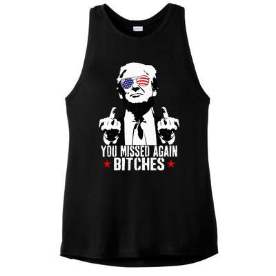 You Missed Again Bitches Ladies PosiCharge Tri-Blend Wicking Tank