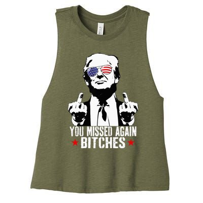 You Missed Again Bitches Women's Racerback Cropped Tank