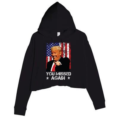 You Missed Again Trump 2024 Usa Flag Crop Fleece Hoodie