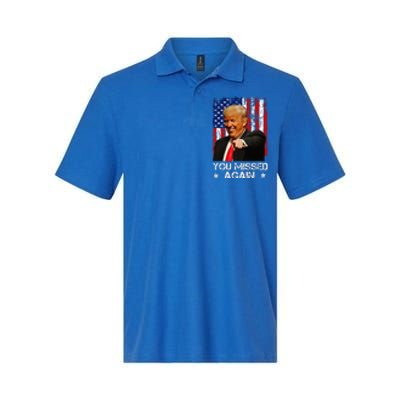 You Missed Again Trump 2024 Usa Flag Softstyle Adult Sport Polo