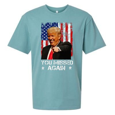 You Missed Again Trump 2024 Usa Flag Sueded Cloud Jersey T-Shirt