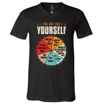 You May Ask Yourself 80s Old School Audiotape Vintage Disco V-Neck T-Shirt