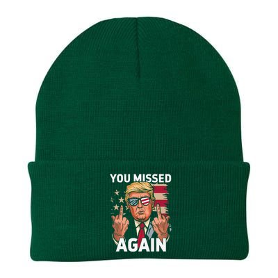 You Missed Again Trump 2024 Us Flag You Missed Again Knit Cap Winter Beanie