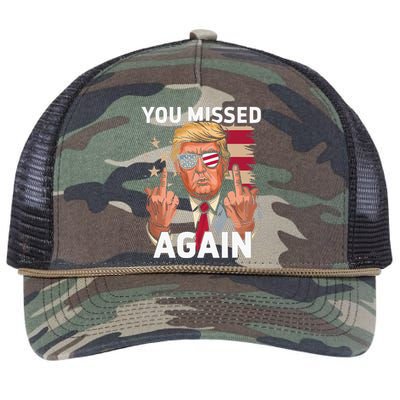 You Missed Again Trump 2024 Us Flag You Missed Again Retro Rope Trucker Hat Cap