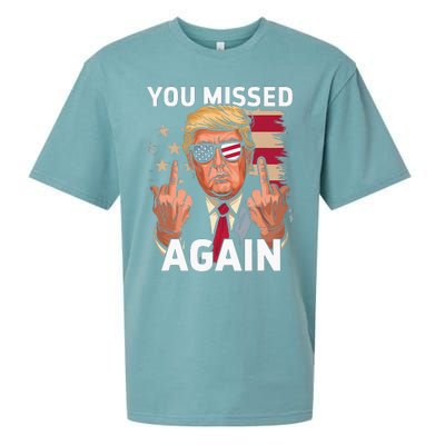 You Missed Again Trump 2024 Us Flag You Missed Again Sueded Cloud Jersey T-Shirt