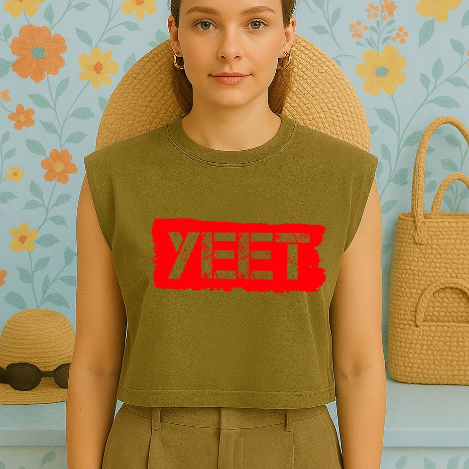 Yeet Meme Army Stamp Style Garment-Dyed Women's Muscle Tee
