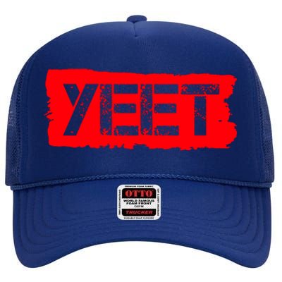 Yeet Meme Army Stamp Style High Crown Mesh Back Trucker Hat