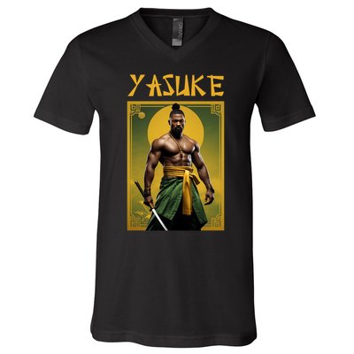 Yasuke Martial Arts Black Samurai V-Neck T-Shirt