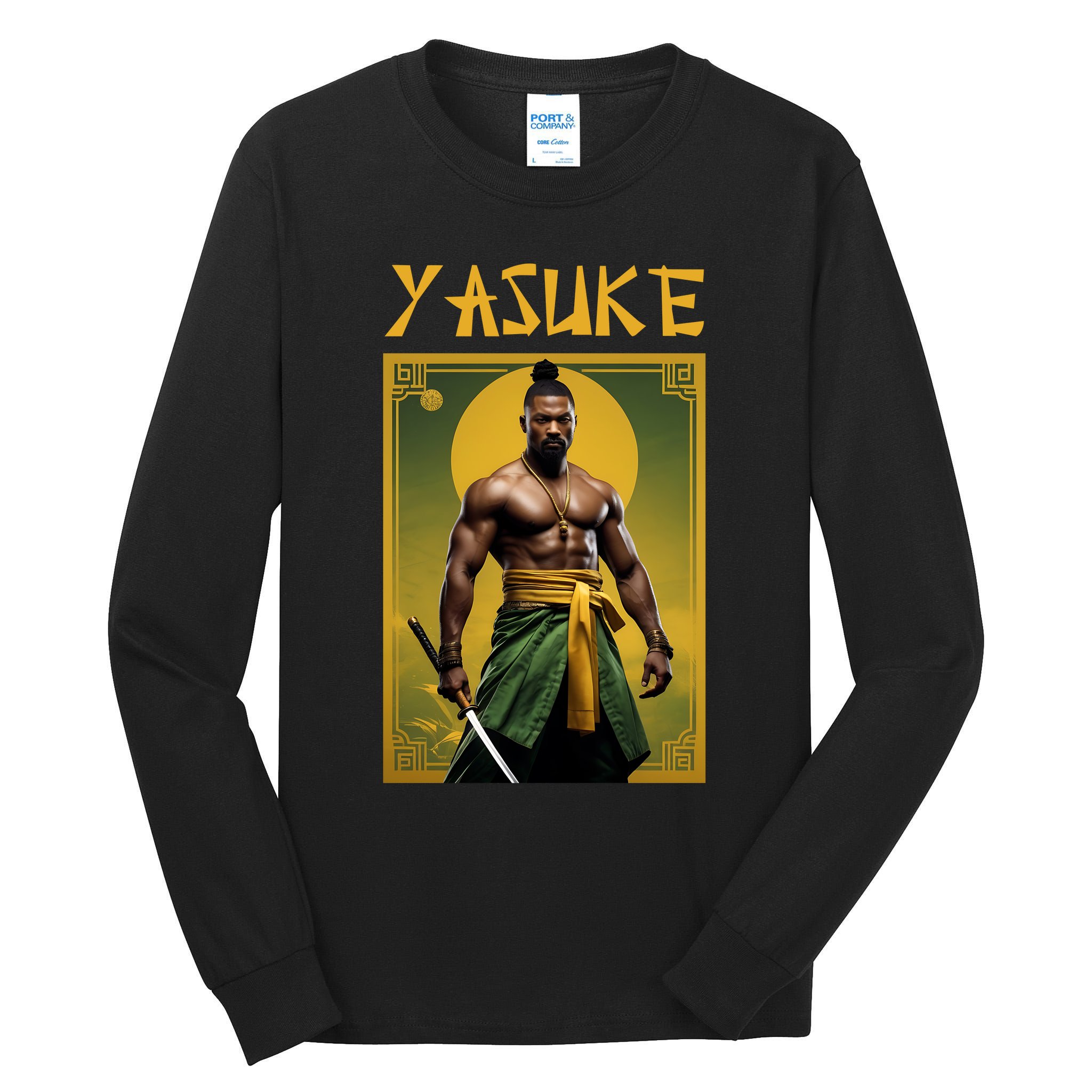 Yasuke Martial Arts Black Samurai Tall Long Sleeve T-Shirt