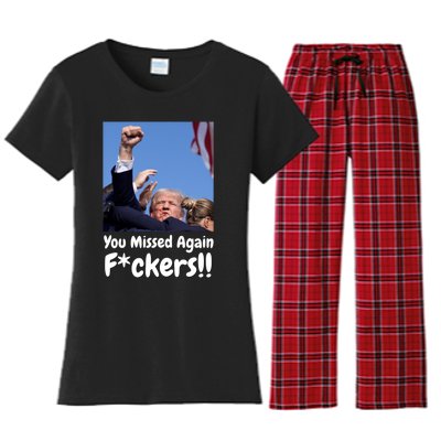 You Missed Again Fvckers Women's Flannel Pajama Set