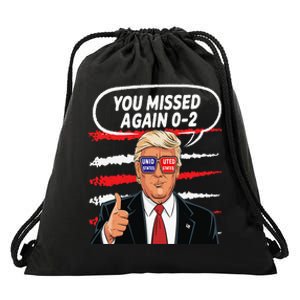 You Missed Again Trump 2024 Usa Flag Drawstring Bag