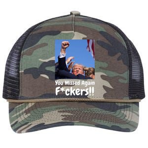 You Missed Again Fvckers You Missed Retro Rope Trucker Hat Cap