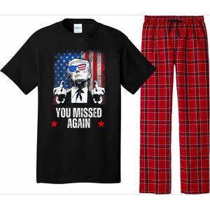 You Missed Again Trump 2024 Us President American Flag Pajama Set