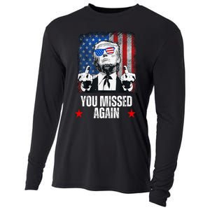 You Missed Again Trump 2024 Us President American Flag Cooling Performance Long Sleeve Crew