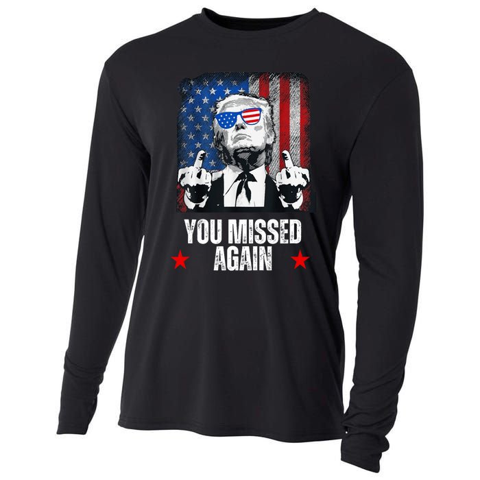 You Missed Again Trump 2024 Us President American Flag Cooling Performance Long Sleeve Crew