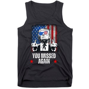 You Missed Again Trump 2024 Us President American Flag Tank Top