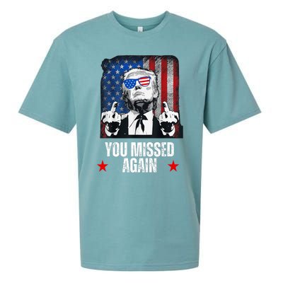 You Missed Again Trump 2024 Us President American Flag Sueded Cloud Jersey T-Shirt