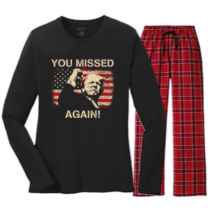 You Missed Again Women's Long Sleeve Flannel Pajama Set 