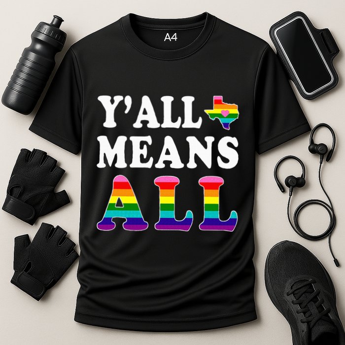 YAll Means All Texas Lgbt Pride Cooling Performance Crew T-Shirt