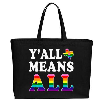 YAll Means All Texas Lgbt Pride Cotton Canvas Jumbo Tote