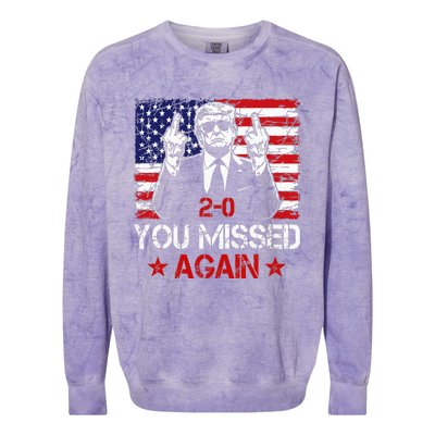 You Missed Again Trump 2024 Election Us Flag Colorblast Crewneck Sweatshirt