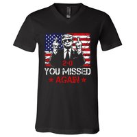 You Missed Again Trump 2024 Election Us Flag V-Neck T-Shirt