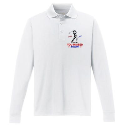 You Missed Again Trump Golf Performance Long Sleeve Polo