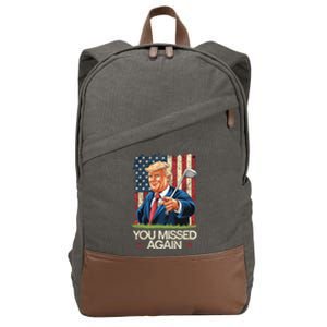 You Missed Again Trump 2024 Usa Flag Cotton Canvas Backpack