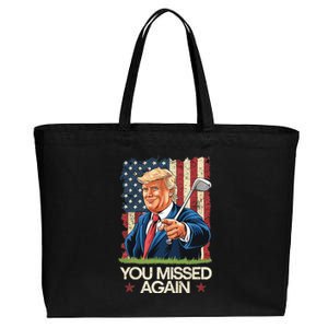 You Missed Again Trump 2024 Usa Flag Cotton Canvas Jumbo Tote