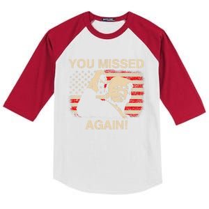 You Missed Again Trump 2024 Kids Colorblock Raglan Jersey