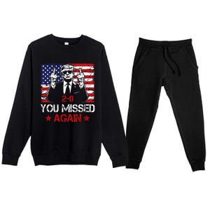 You Missed Again Trump 2024 Election Us Flag Premium Crewneck Sweatsuit Set