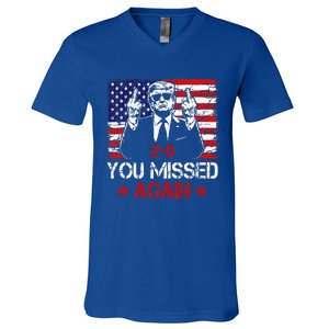 You Missed Again Trump 2024 Election Us Flag V-Neck T-Shirt