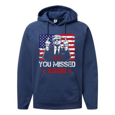 You Missed Again Trump 2024 Election Us Flag Performance Fleece Hoodie