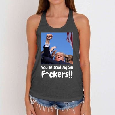 You Missed Again Fvckers You Missed Women's Knotted Racerback Tank