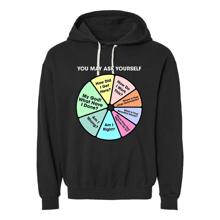 You May Ask Yourself Classic 80S Pop Music Retro Pie Chart Garment-Dyed Fleece Hoodie