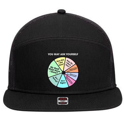 You May Ask Yourself Classic 80S Pop Music Retro Pie Chart 7 Panel Mesh Trucker Snapback Hat