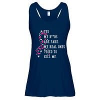 Yes My Boobs Are Fake My Real Ones Tried To Kill Me Breast Cancer Awaremess Ladies Essential Flowy Tank