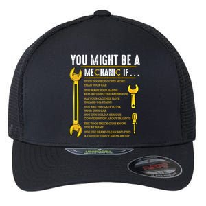 You Might Be A Mechanic If Funny Sarcastic Humor Quotes Great Gift Flexfit Unipanel Trucker Cap