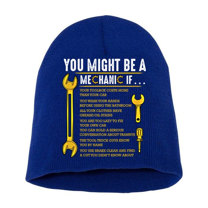 You Might Be A Mechanic If Funny Sarcastic Humor Quotes Great Gift Short Acrylic Beanie