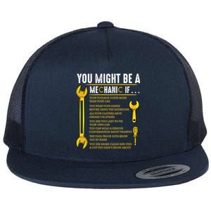 You Might Be A Mechanic If Funny Sarcastic Humor Quotes Great Gift Flat Bill Trucker Hat