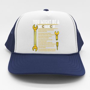 You Might Be A Mechanic If Funny Sarcastic Humor Quotes Great Gift Trucker Hat