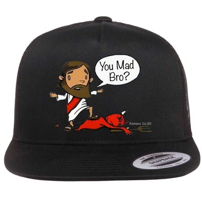 You Mad Bro Funny Jesus Flat Bill Trucker Hat