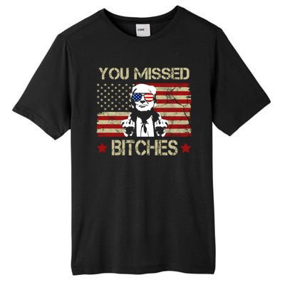 You Missed B!!Ches Donald Trump Middle Finger Usa Flag Tall Fusion ChromaSoft Performance T-Shirt