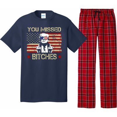 You Missed B!!Ches Donald Trump Middle Finger Usa Flag Pajama Set