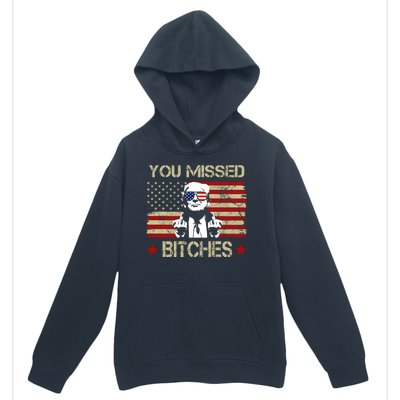 You Missed B!!Ches Donald Trump Middle Finger Usa Flag Urban Pullover Hoodie