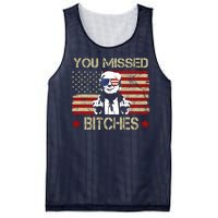 You Missed B!!Ches Donald Trump Middle Finger Usa Flag Mesh Reversible Basketball Jersey Tank