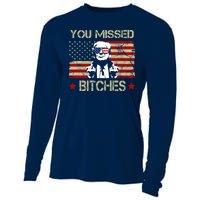 You Missed B!!Ches Donald Trump Middle Finger Usa Flag Cooling Performance Long Sleeve Crew