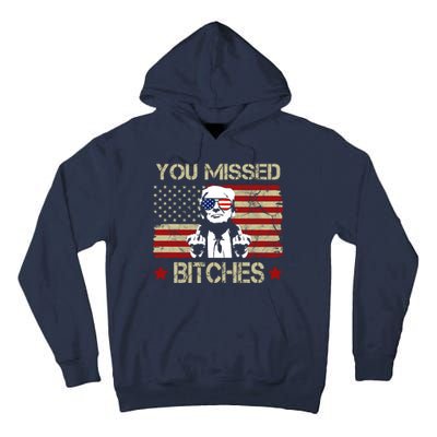 You Missed B!!Ches Donald Trump Middle Finger Usa Flag Tall Hoodie