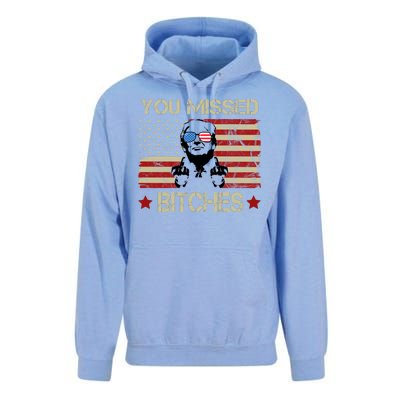 You Missed B!!Ches Donald Trump Middle Finger Usa Flag Unisex Surf Hoodie