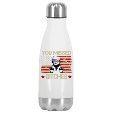 You Missed B!!Ches Donald Trump Middle Finger Usa Flag Stainless Steel Insulated Water Bottle